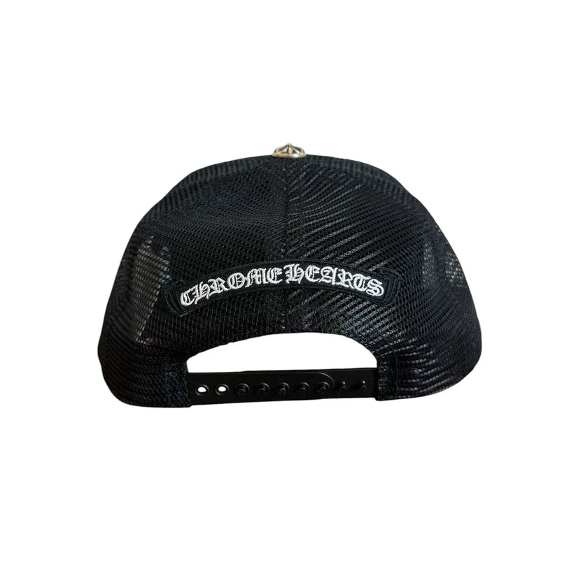 Chrome Hearts Leather FUCK Patch Trucker Cap Black