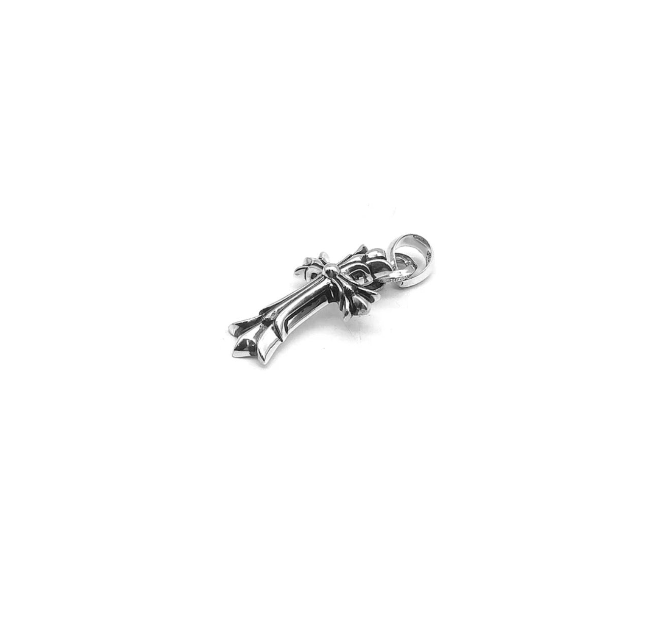 Chrome Hearts Silver Double Cross Charm Pendant