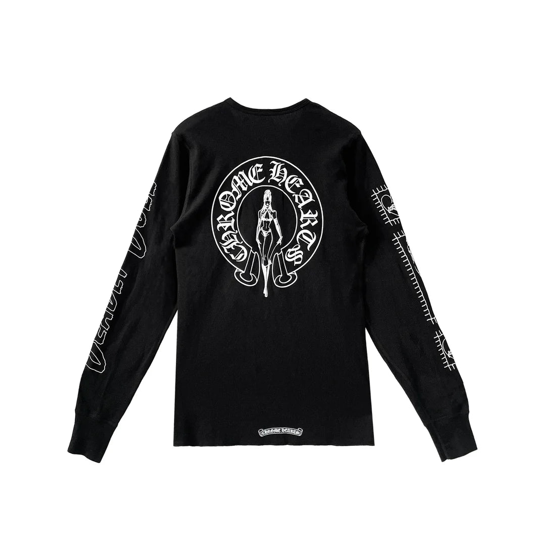 Chrome Hearts Deadly Doll Horseshoe Waffle Thermal Long Sleeve Tee