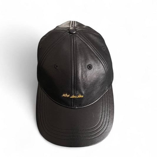 Aimé Leon Dore Brass Logo Leather Hat 'Jet Black'
