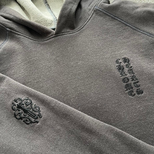 Chrome Hears French Terry ‘Y Not’ Dagger Embroidered Hoodie Charcoal Grey