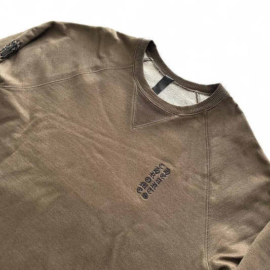 Chrome Hears French Terry ‘Y Not’ Dagger Embroidered Crewneck Khaki Sweater