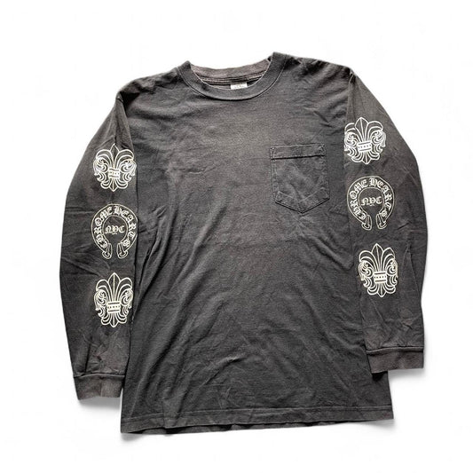 THRASHED! CHROME HEARTS PERFECT FADE 90s FLEUR DES LIS NYC HORSESHOE PRINT