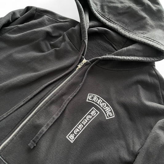 Chrome Hears Tbar Logo Floral Zip Up Hoodie Black