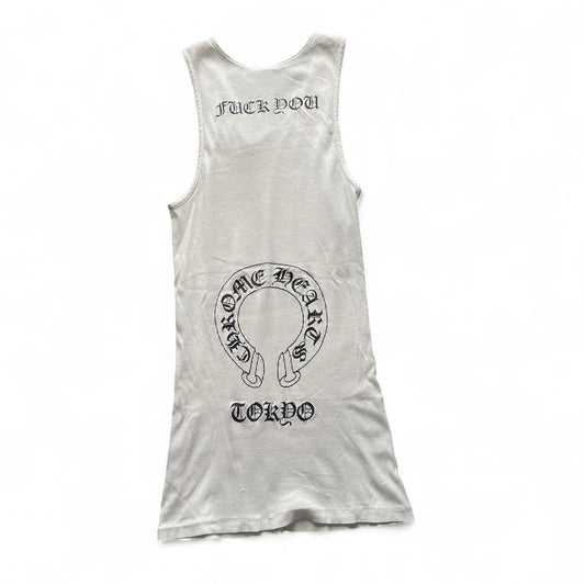 Chrome Hearts Vintage Dagger Ribbed Horseshoe White Tank Top