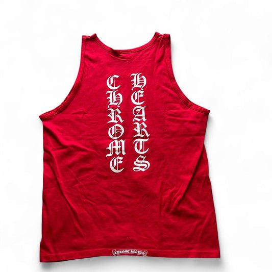 Chrome Hearts Vertical Script 90s Chrome Red Tank