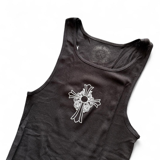 Chrome Hearts Hairy Cross Logo Tank Top Black