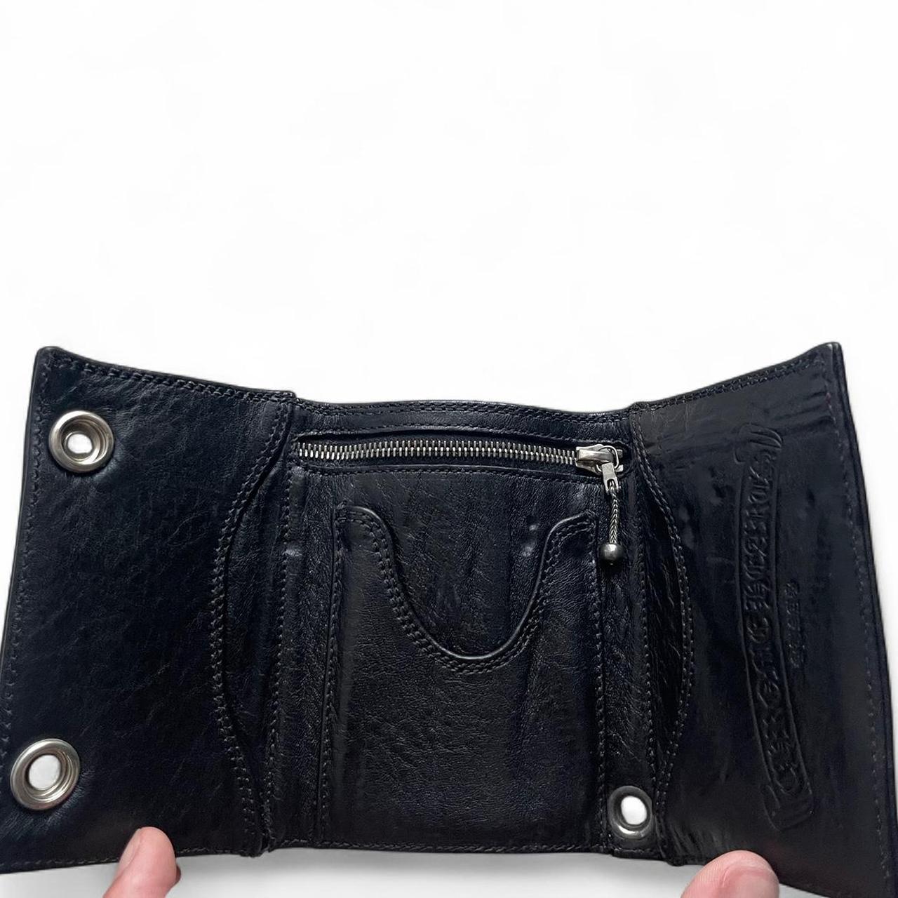 Chrome Hearts 3-FOLD Star Button Tri-Fold Leather Wallet Black