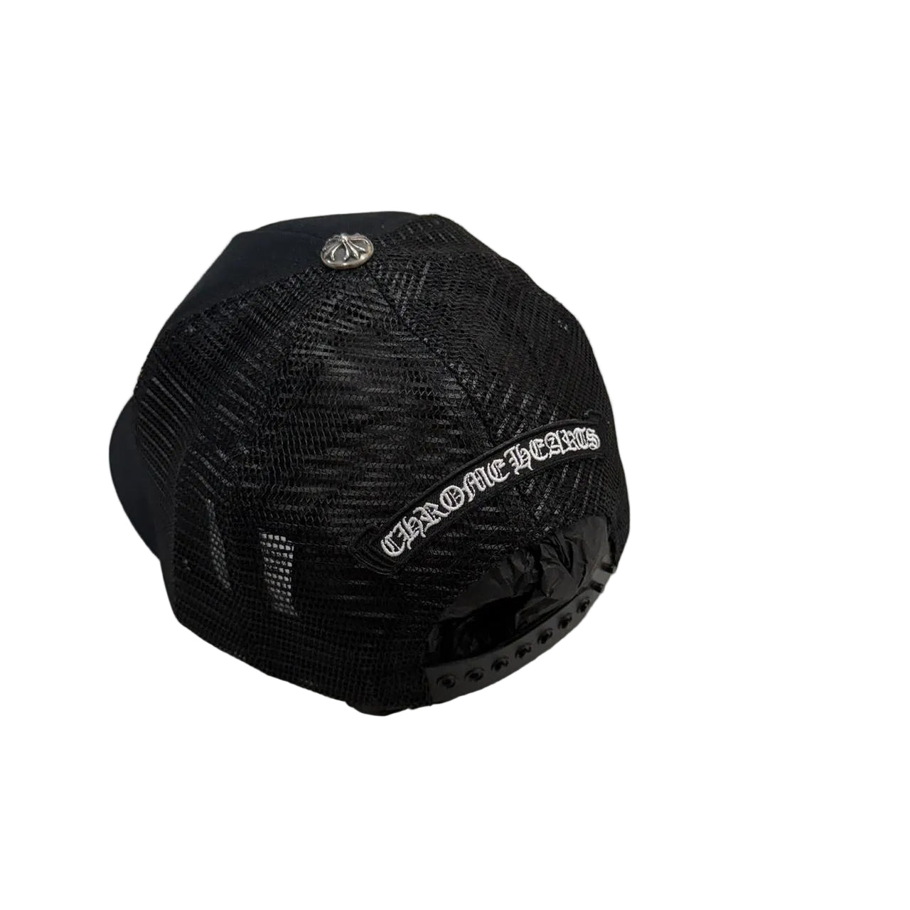 Chrome Hearts 3 Pink Leather Cross Patch Trucker Cap Black