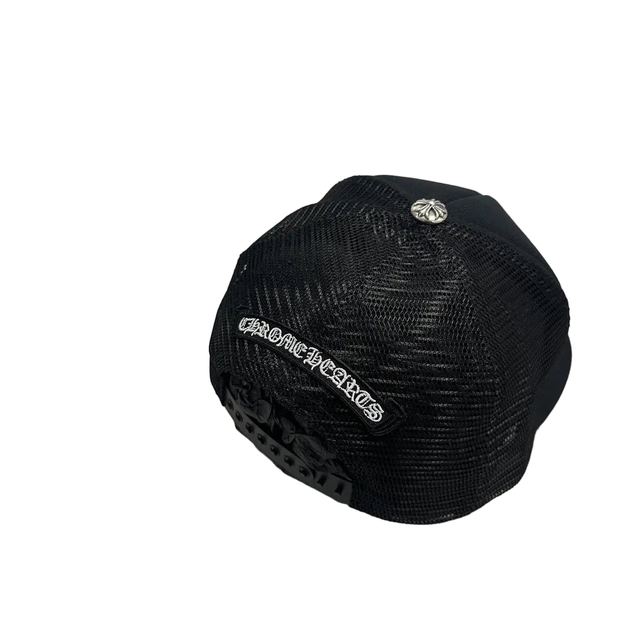 Chrome Hearts 3 Camo Leather Cross Patch Trucker Cap Black