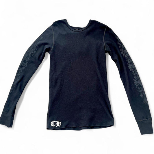 Chrome Hearts Floral Scroll Logo Thermal Long Sleeve Black