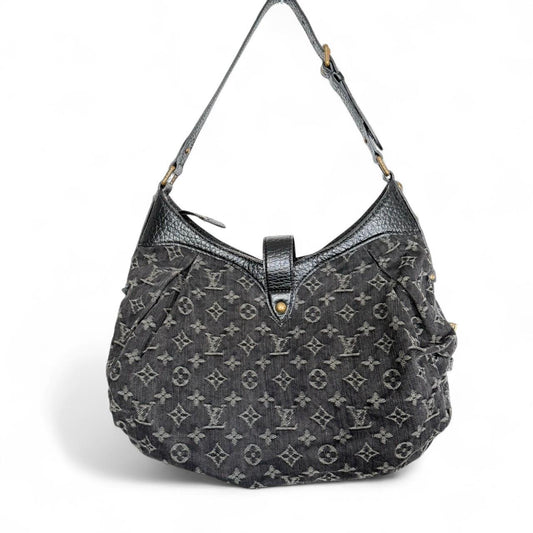2000s Louis Vuitton Mahina Black Denim Shoulder Bag