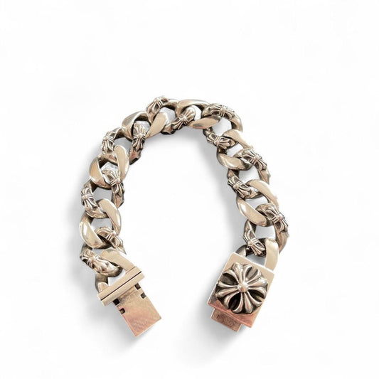 Chrome Hearts large “Fancy Link” Plus Cross Box ID Bracelet