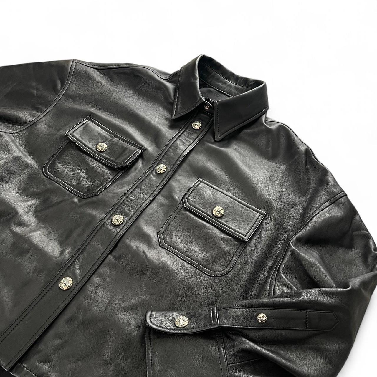 Chrome Hearts Black Leather Button Jacket