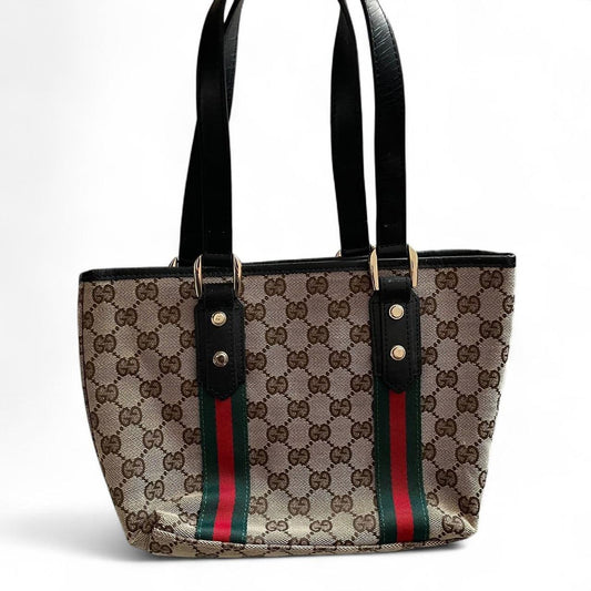 Gucci Canvas Brown Tote Shoulder Handbag