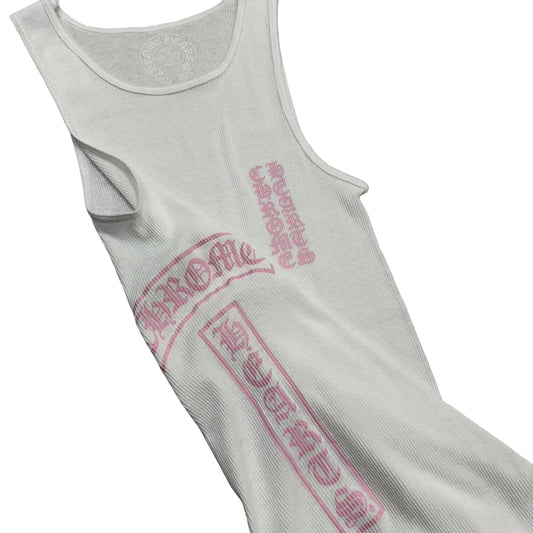 Chrome Hearts T Bar Logo Vest Tank Top White Pink