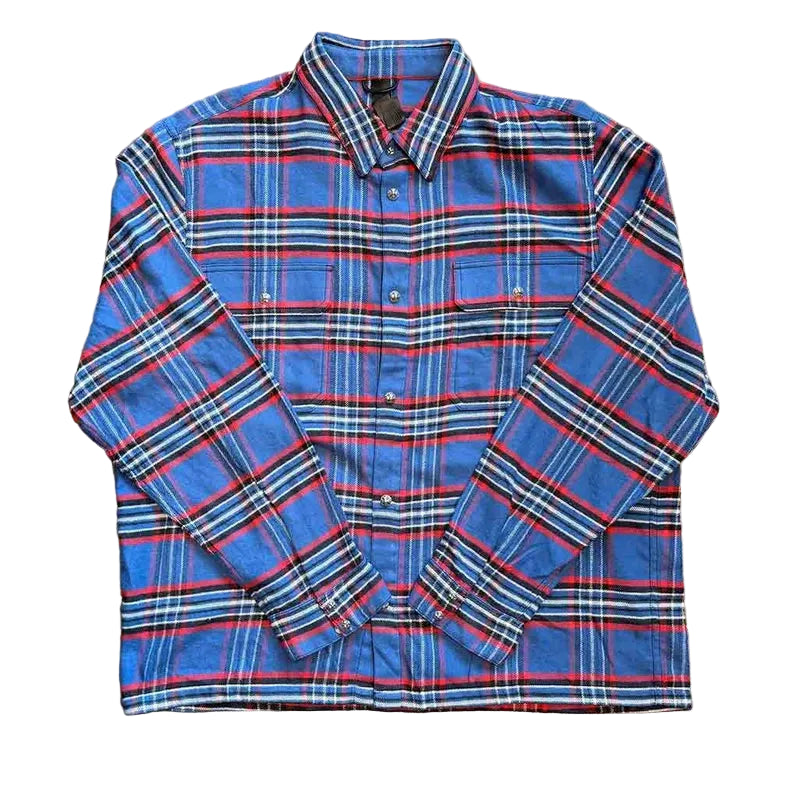 Chrome Hearts Work Dog Padded Flannel Shirt Blue Red