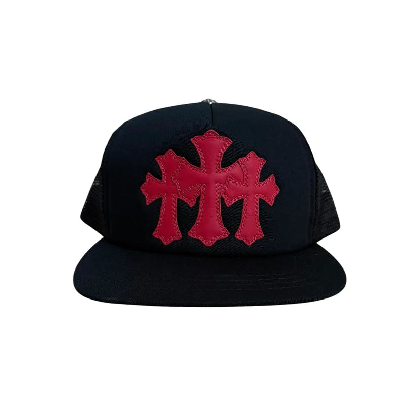 Chrome Hearts Cemetery Leather Red Patch Trucker