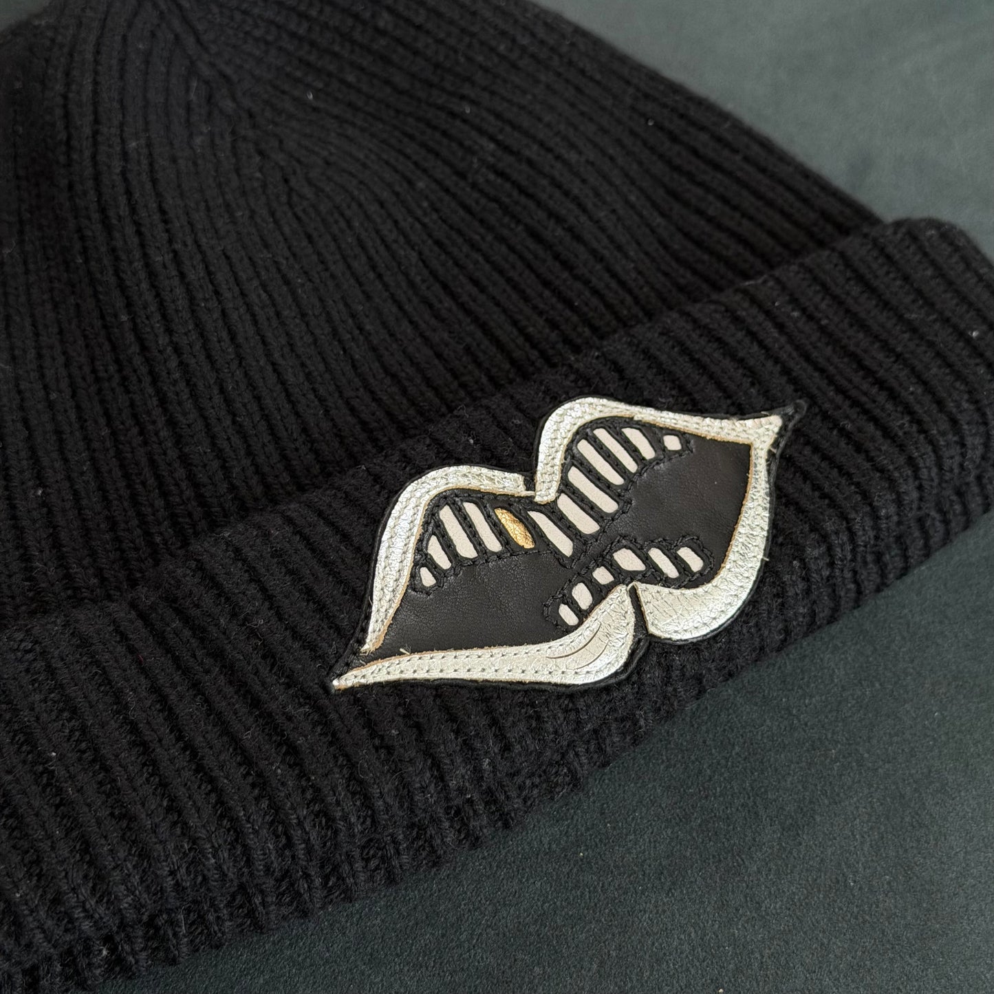 Chrome Hearts Matty Boy Silver Chomper Ribbed Beanie