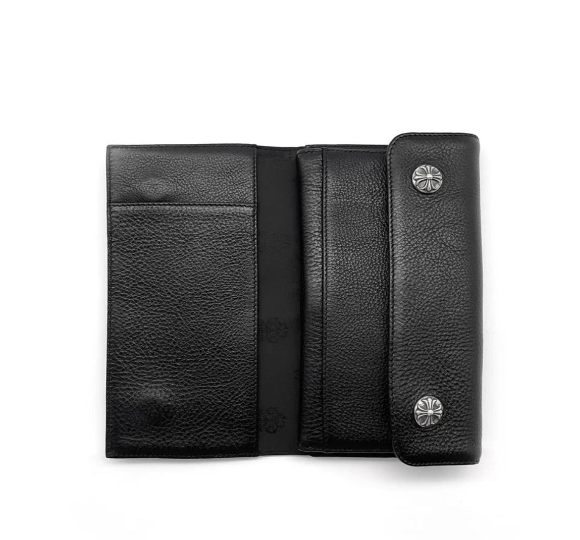 Chrome Hearts Wave Cross Ball Heavy Leather Long Wallet