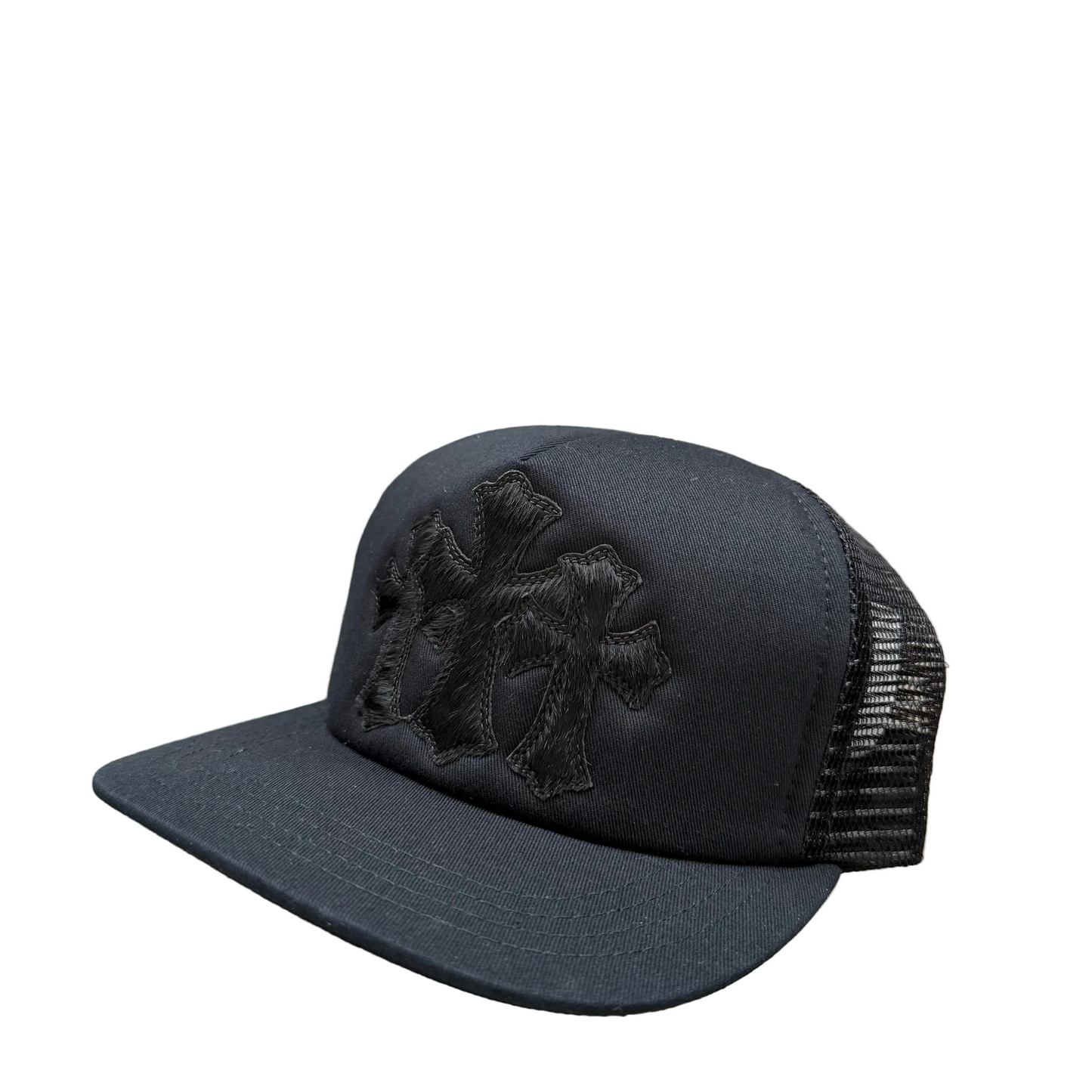 Chrome Hearts Triple Cross Cemetery Hat Pony Hair