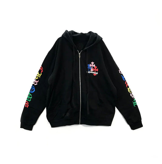 Chrome Hearts Multicolour Cemetery Scroll Logo Zip Up Hoodie