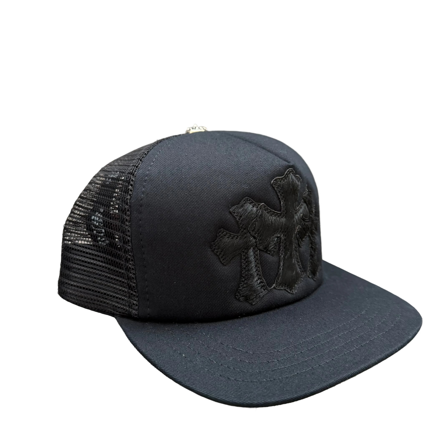 Chrome Hearts Triple Cross Cemetery Hat Pony Hair