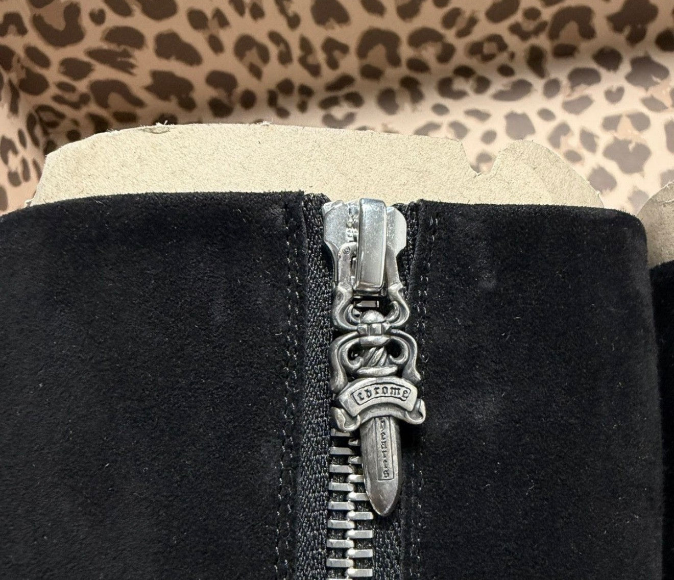 Chrome Hearts Sugar Jones Suede Triple Cross Black Boots