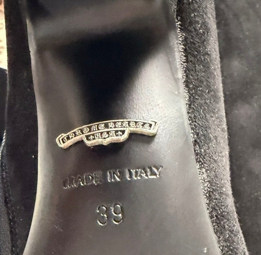 Chrome Hearts Sugar Jones Suede Triple Cross Black Boots
