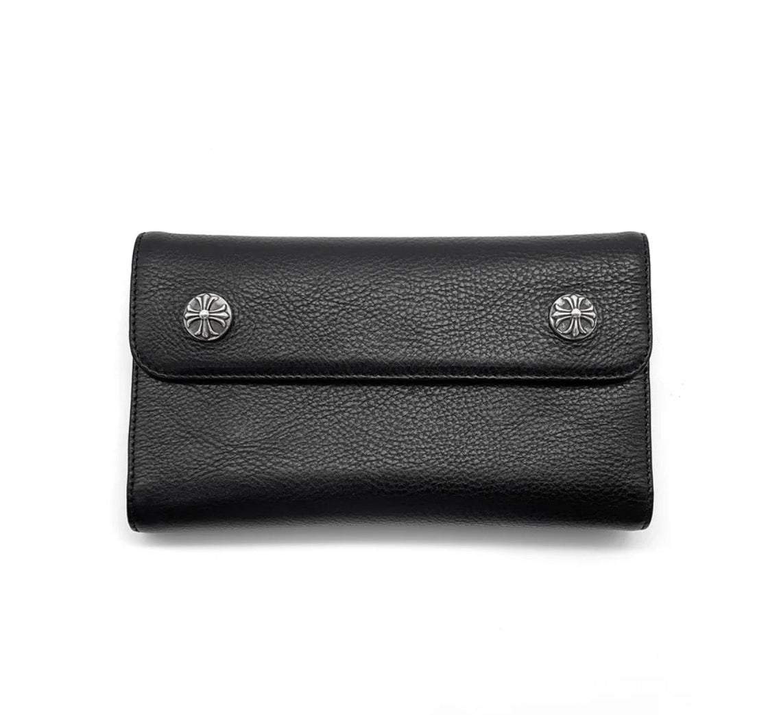 Chrome Hearts Wave Cross Ball Heavy Leather Long Wallet