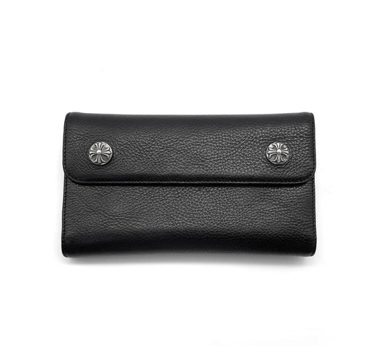 Chrome Hearts Wave Cross Ball Heavy Leather Long Wallet