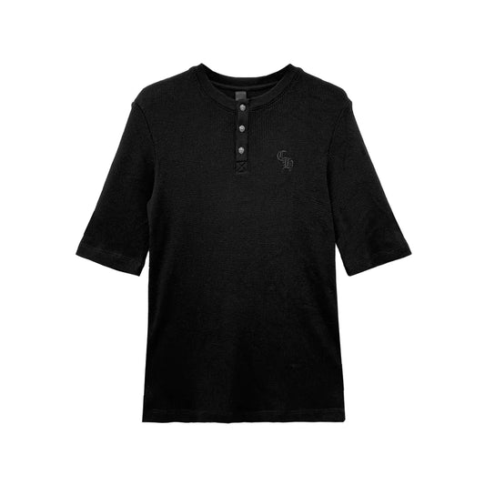 Chrome Hearts CH Logo Thermal Waffle Short Sleeve Henley T-Shirt