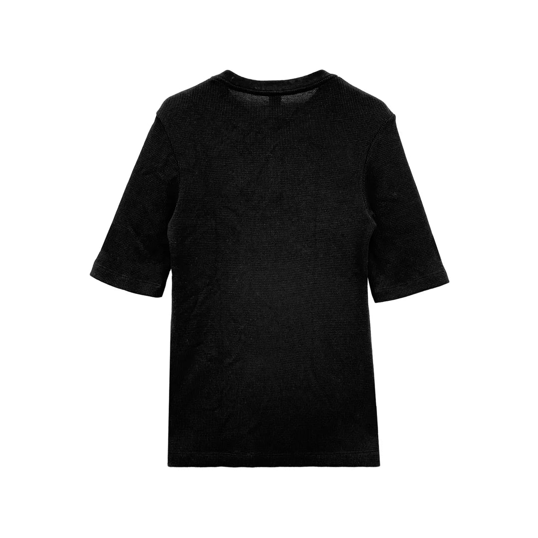 Chrome Hearts CH Logo Thermal Waffle Short Sleeve Henley T-Shirt