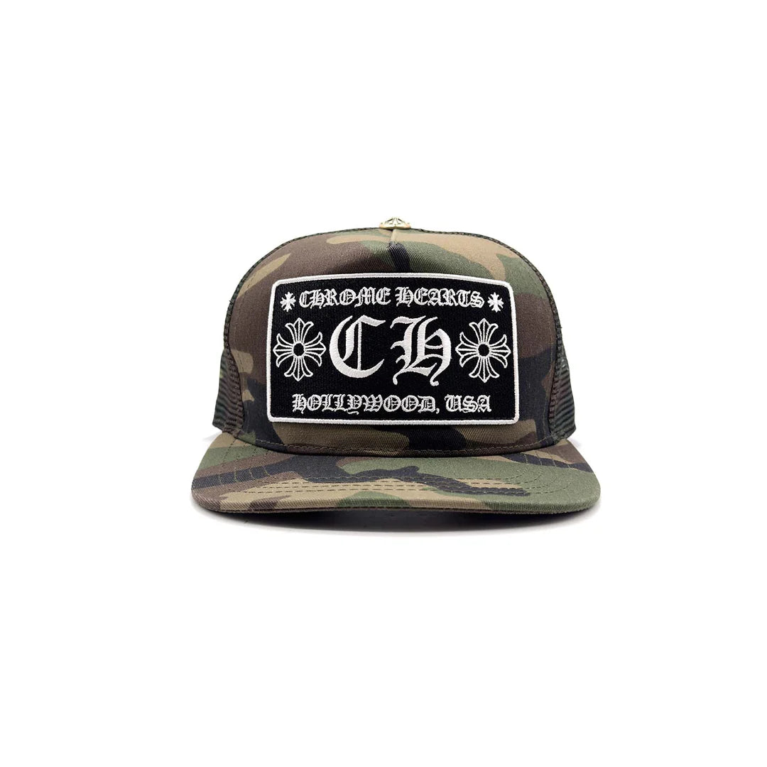Chrome Hearts Embroidered CH Cross Logo Camouflage Baseball Cap