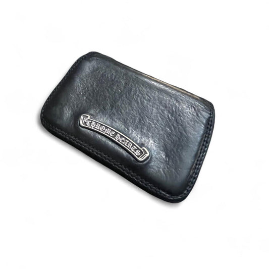 Chrome Hearts Black Leather Bifold Wallet Cardholder