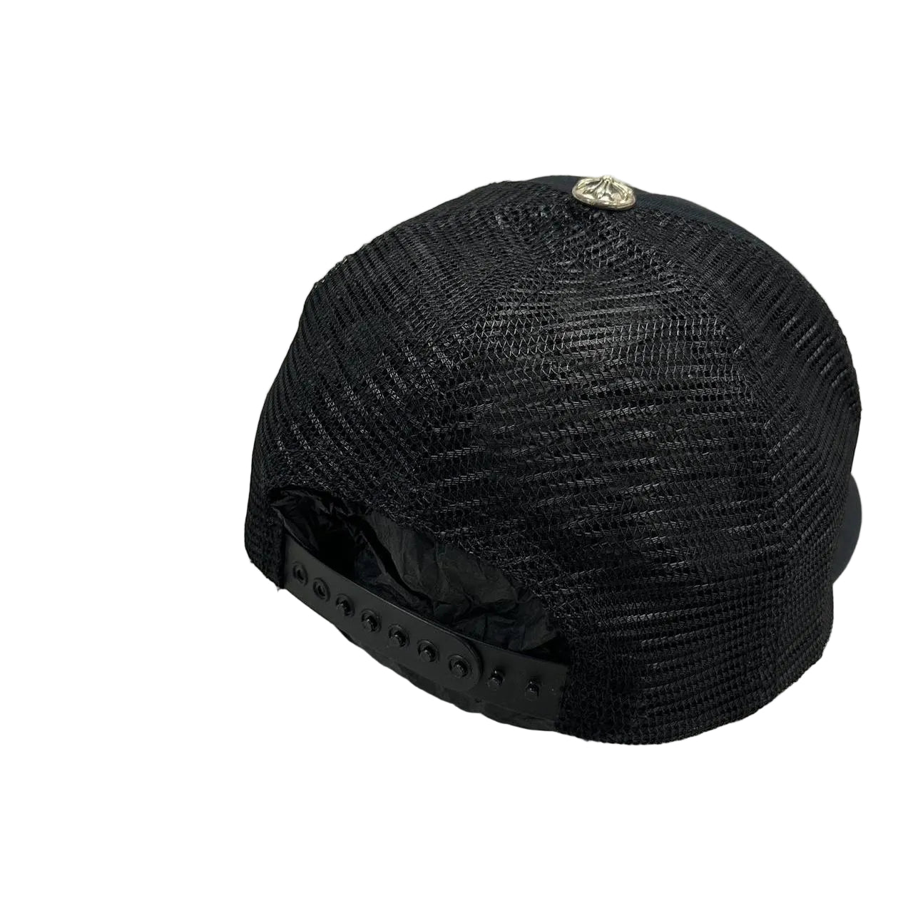 Chrome Hearts 3 Leather Cross Patch Trucker Cap Black