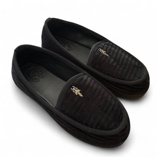 Chrome Hearts Black Corduroy Dagger Loafers / Slippers