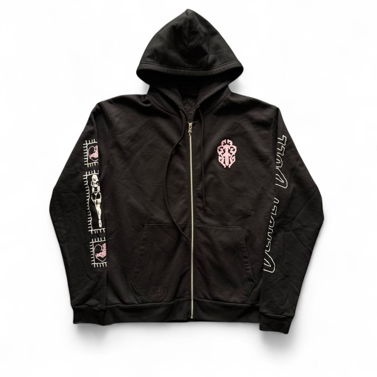 Chrome Hearts Deadly Doll Dagger Horseshoe Pink Hoodie Black