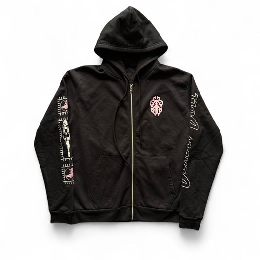 Chrome Hearts Deadly Doll Dagger Horseshoe Pink Hoodie Black