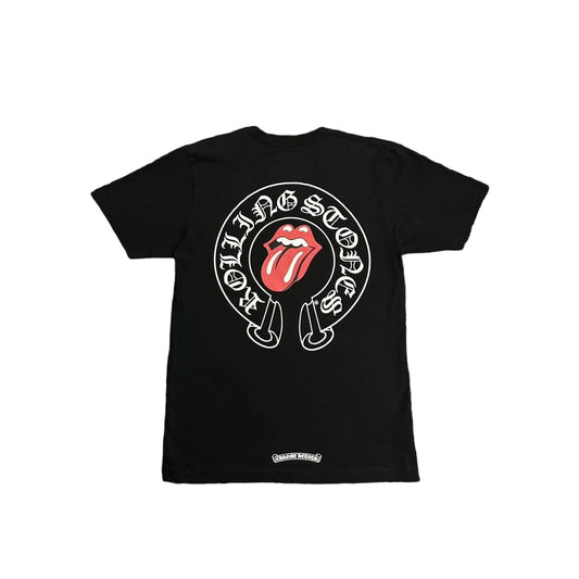 Chrome Hearts Rolling Stones Horseshoe Logo T-Shirt Black