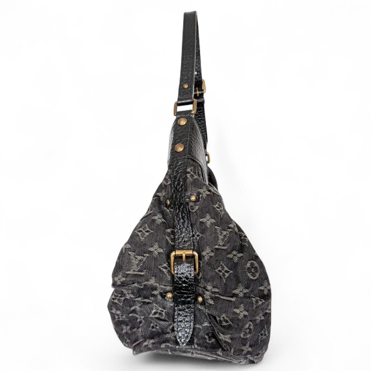 2000s Louis Vuitton Mahina Black Denim Shoulder Bag