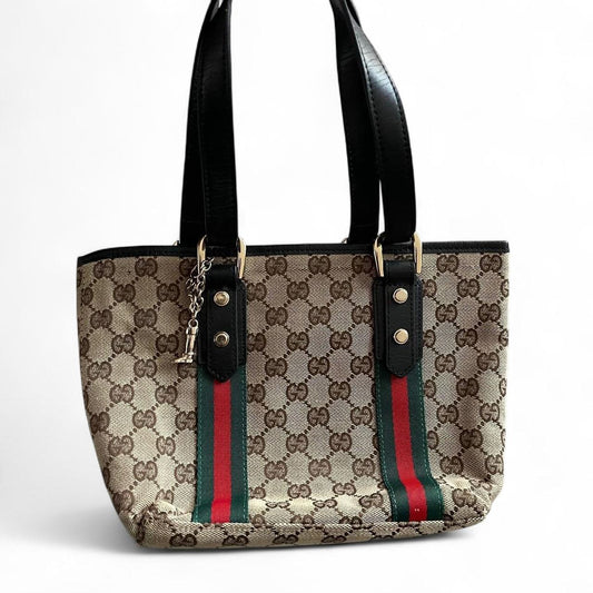 Gucci Canvas Brown Tote Shoulder Handbag
