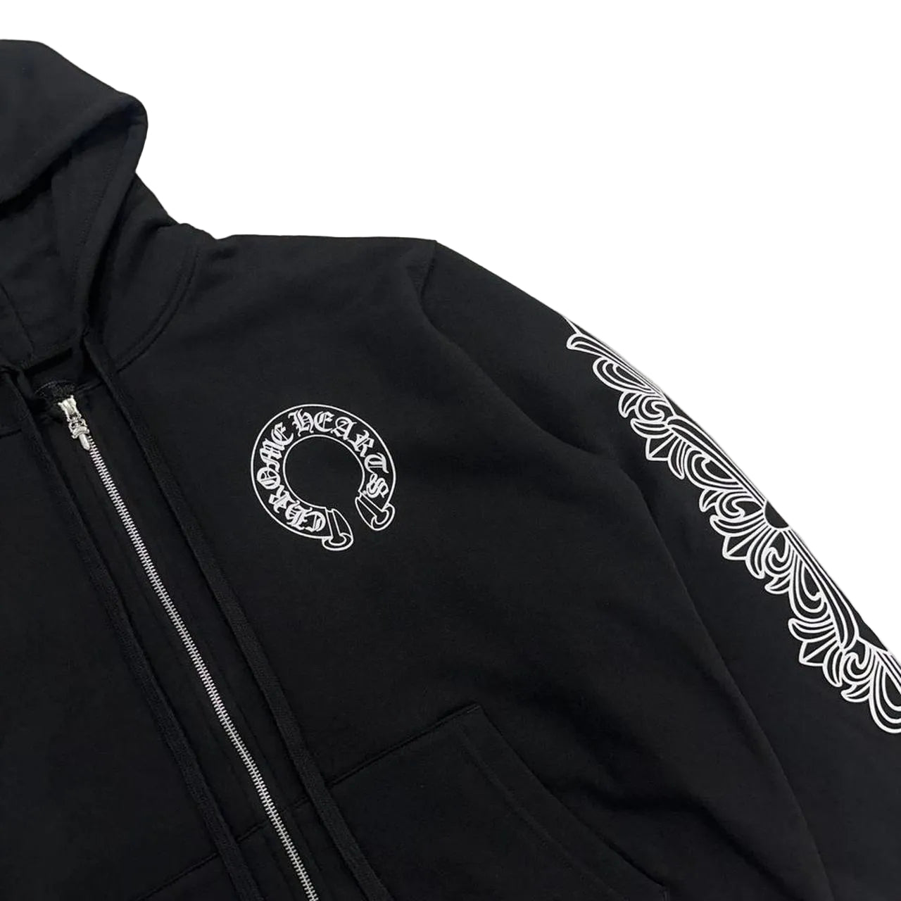 Chrome Hearts Floral Horseshoe Logo Thermal Zip Up Hoodie
