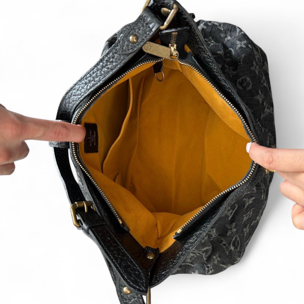 2000s Louis Vuitton Mahina Black Denim Shoulder Bag
