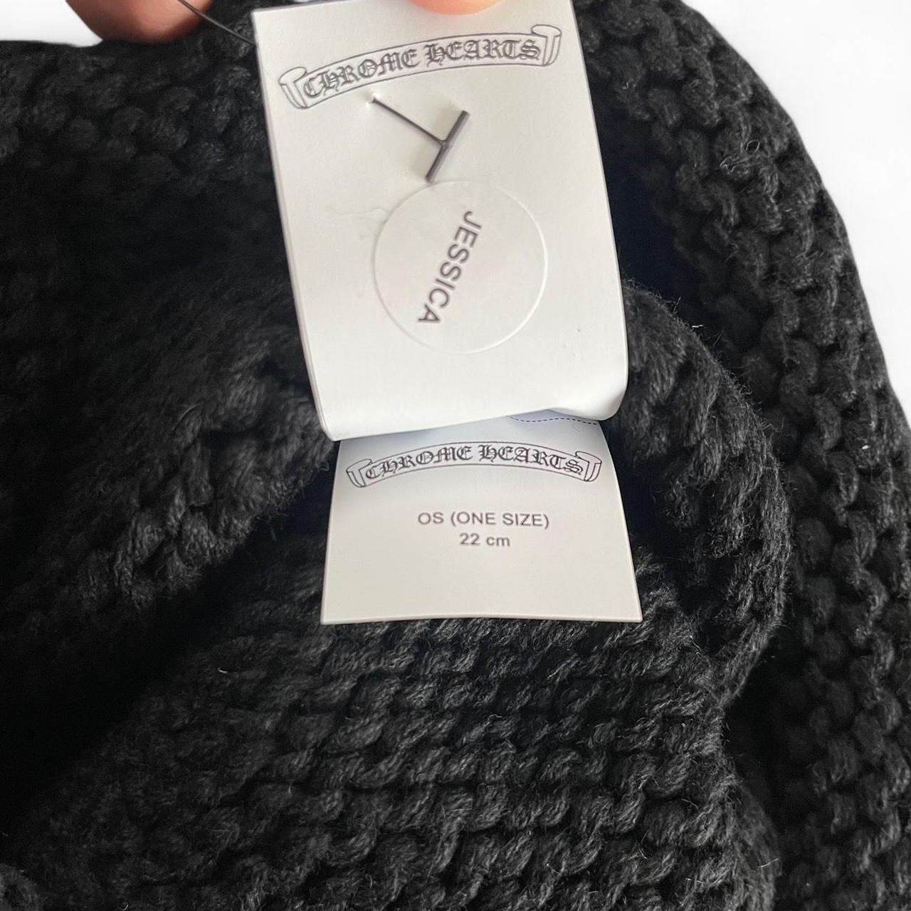 Chrome Hearts Cross Leather Patch Cashmere Knit Beanie