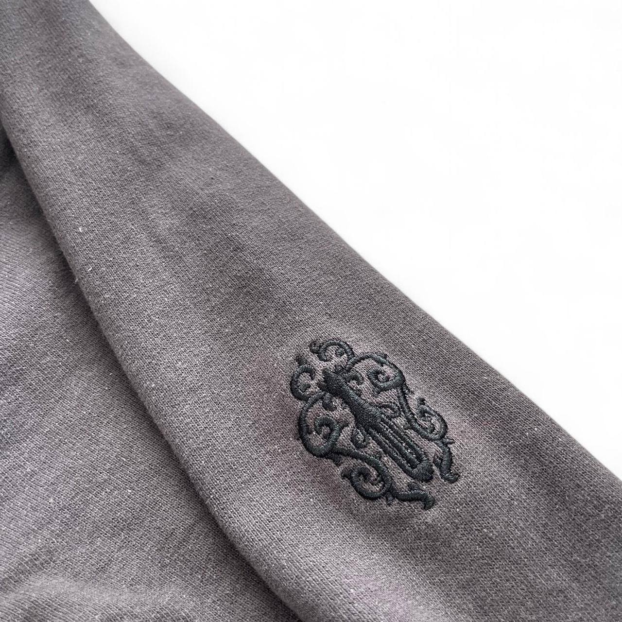 Chrome Hears French Terry ‘Y Not’ Dagger Embroidered Hoodie Charcoal Grey