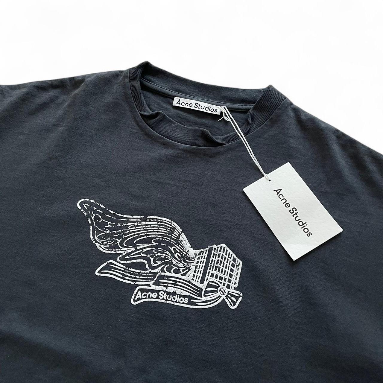 Acne Studios Edlund Logo Wings Faded Black T
