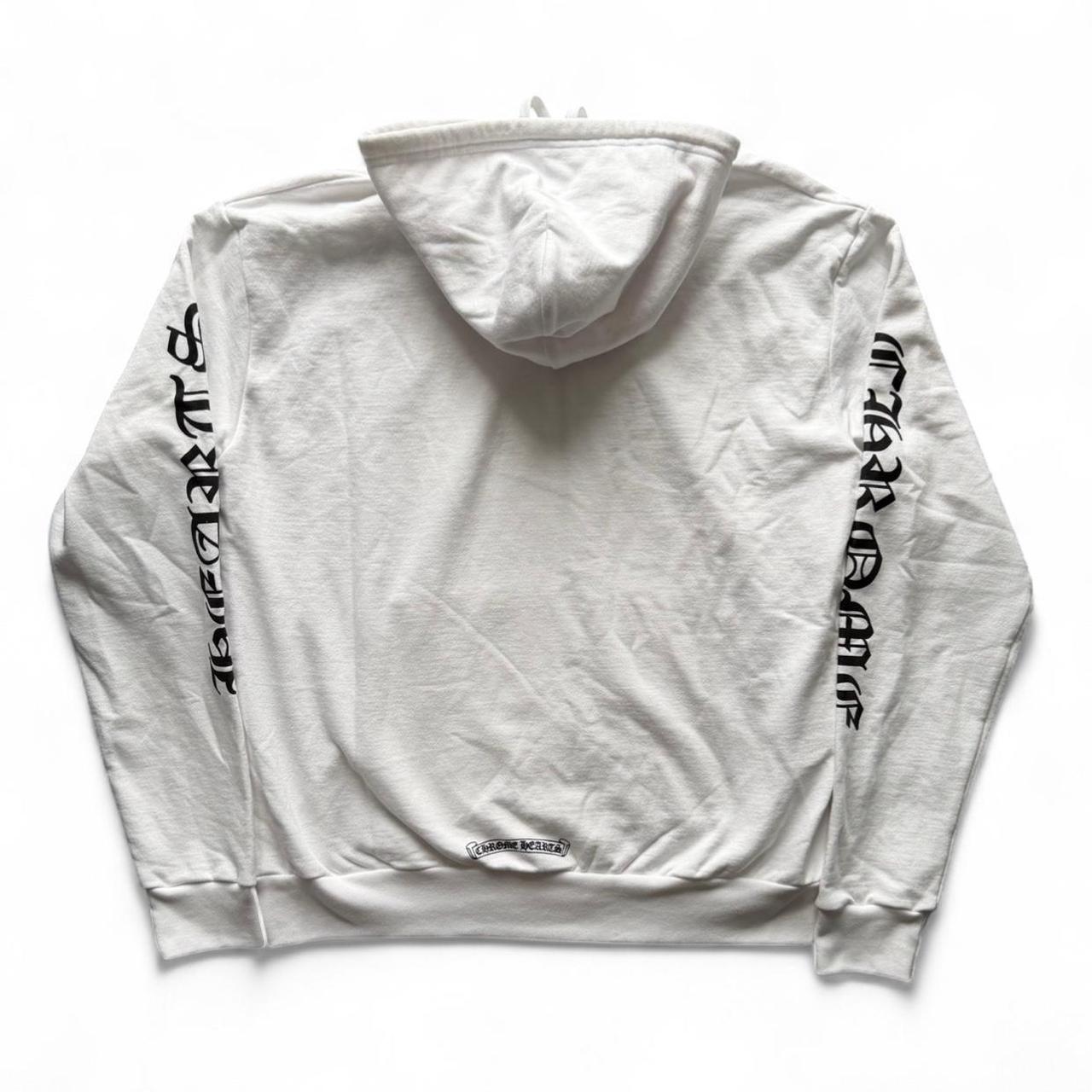 Chrome Hearts White Vertical Logo Zip Up Hoodie