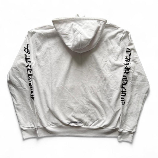 Chrome Hearts White Vertical Logo Zip Up Hoodie