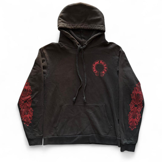 Chrome Hearts F&F Floral Horseshoe Hoodie Black / Red